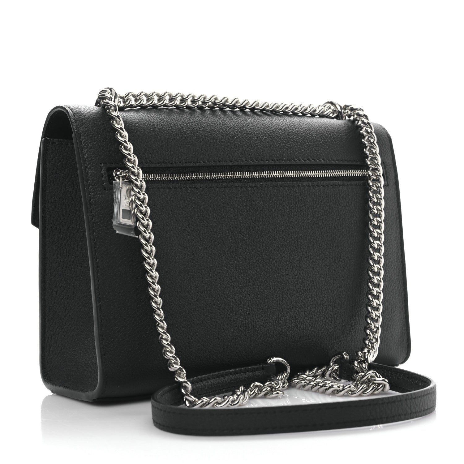 Louis Vuitton Soft Calfskin Mylockme Chain Bag BB Black 3 of 8