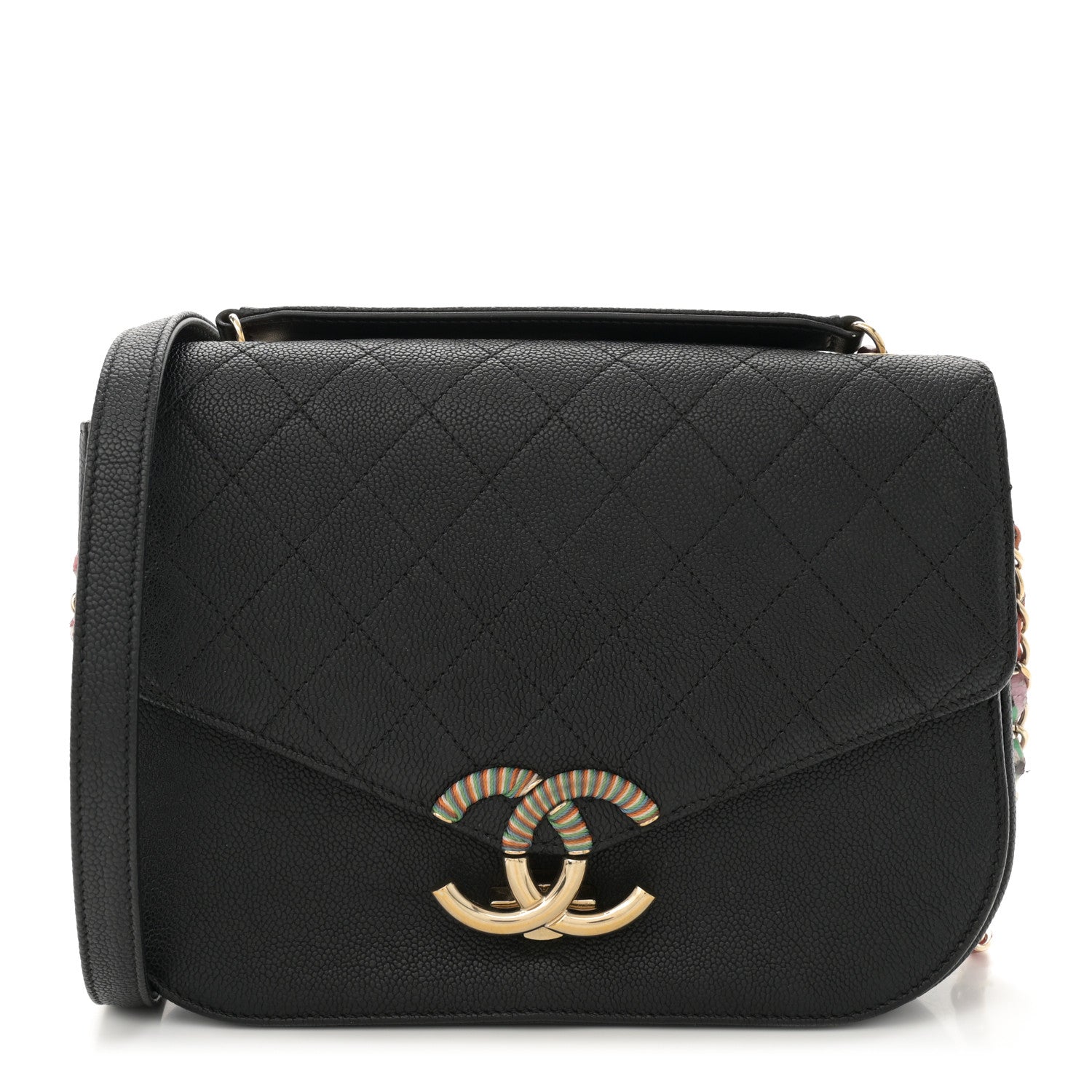 Chanel Grained Calfskin Quilted Medium Cuba Top Handle Flap Black 1 of 13