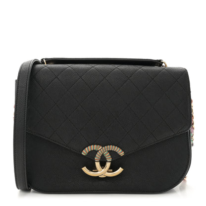 Chanel Grained Calfskin Quilted Medium Cuba Top Handle Flap Black 1 of 13