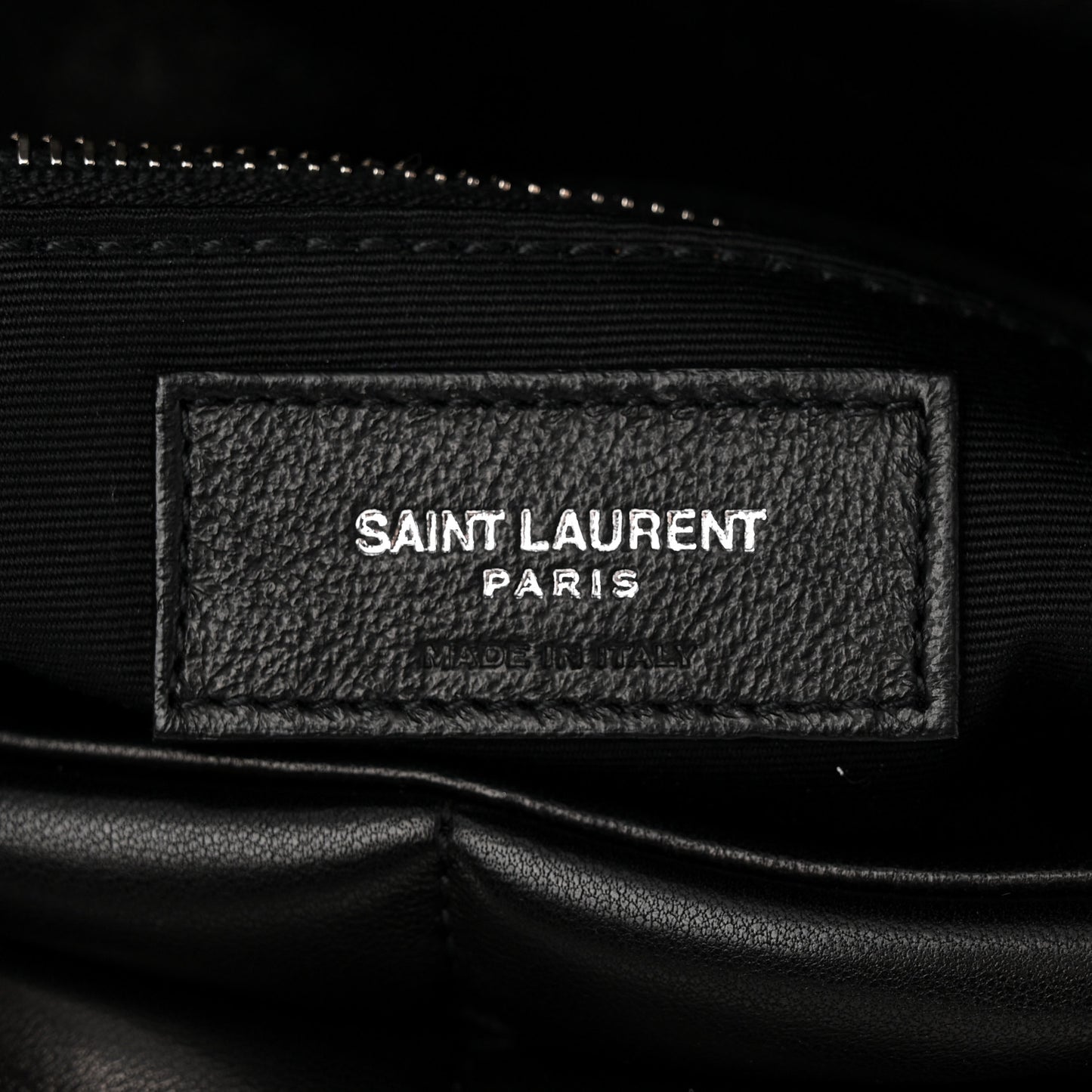 Lambskin Quilted Small Loulou Puffer Monogram Chain Satchel Black