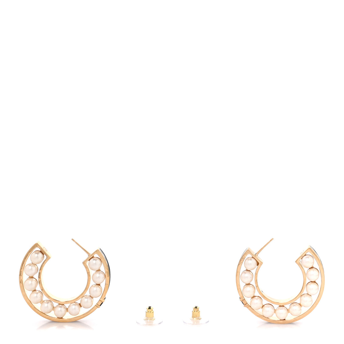 Chanel Pearl CC Hoop Earrings Gold 3 of 5