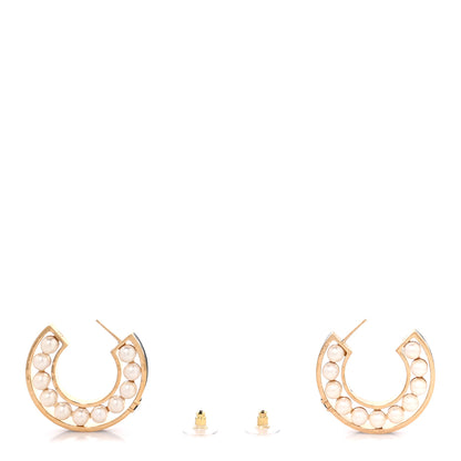 Chanel Pearl CC Hoop Earrings Gold 3 of 5