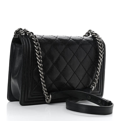 Chanel Calfskin Quilted Double Stitch New Medium Boy Flap Black 3 of 12