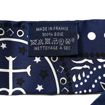 Hermes Silk Peuple Du Vent Bandana Twilly Marine White Black 4 of 4