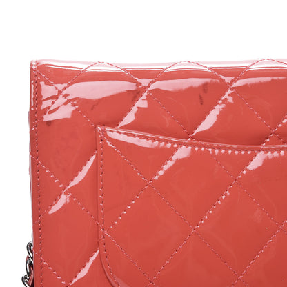 Chanel Patent Quilted Wallet On Chain WOC Dark Pink 10 of 12