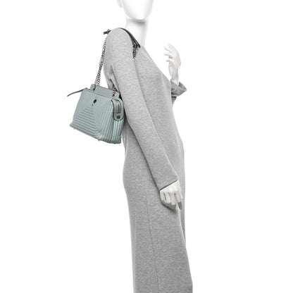 Fendi Shiny Nappa Trapuntata Small DotCom Click Top Handle Chain Satchel Light Blue 2 of 11