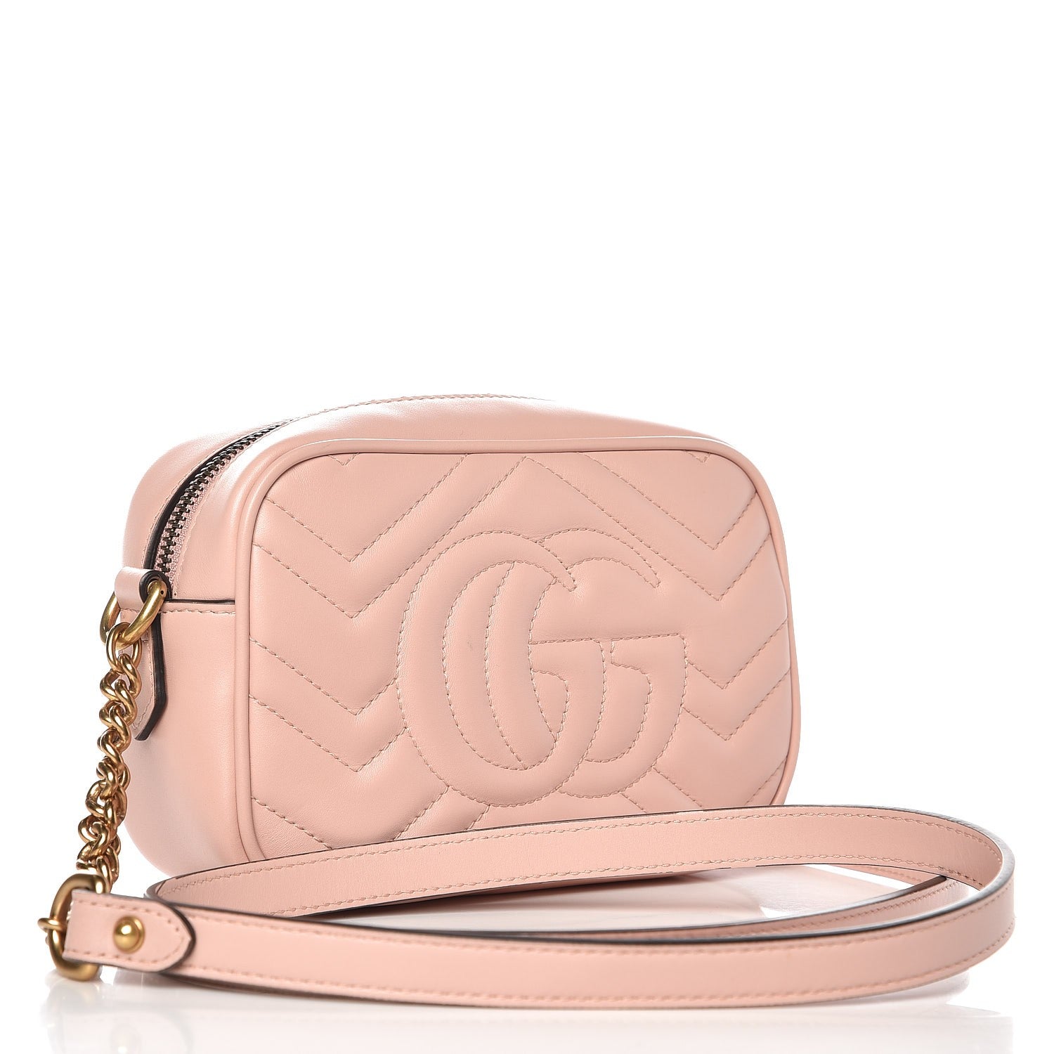 Gucci Calfskin Matelasse Mini GG Marmont Chain Shoulder Bag Perfect Pink 3 of 8