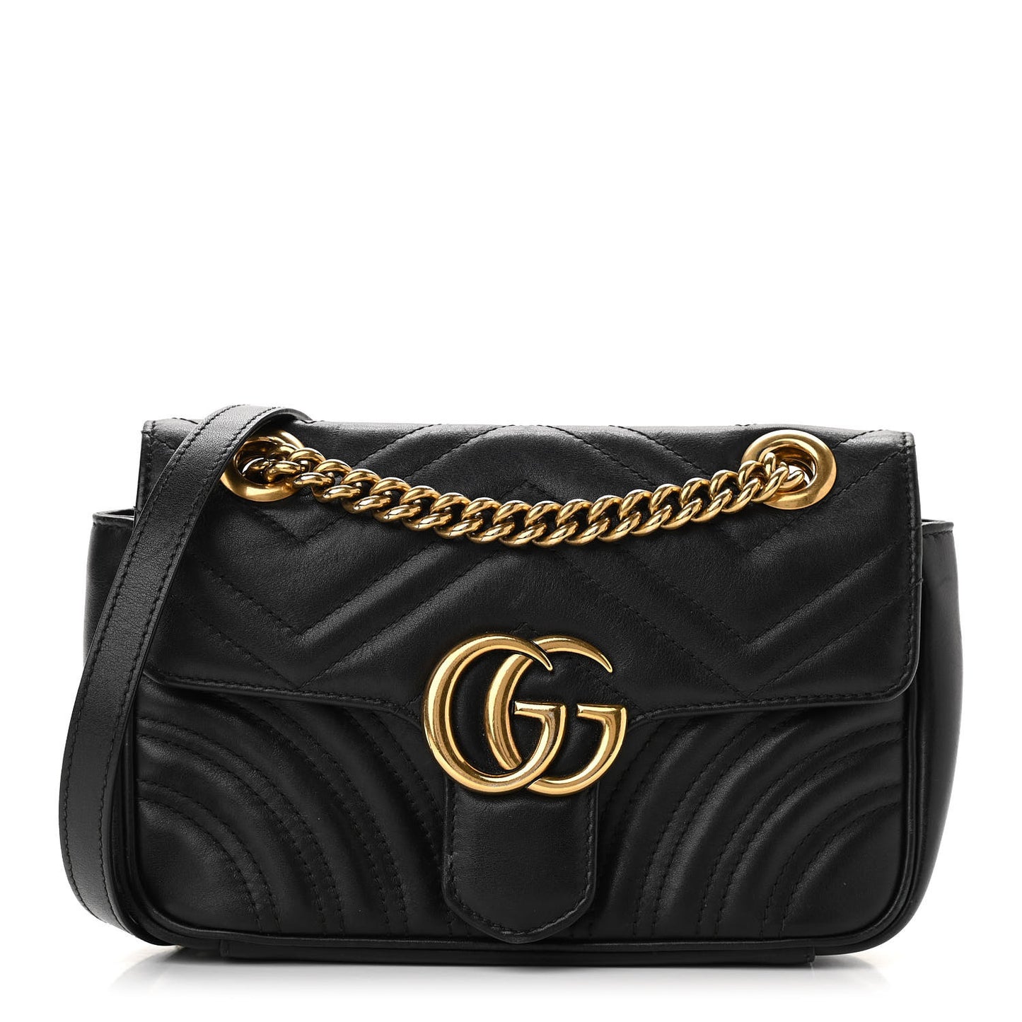 Calfskin Matelasse Mini GG Marmont Shoulder Bag Black