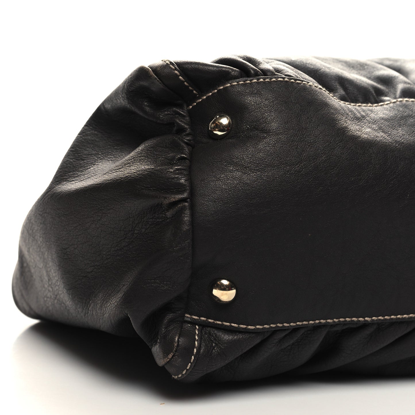 Calfskin Large D Gold Ring Shoulder Bag Chocolate