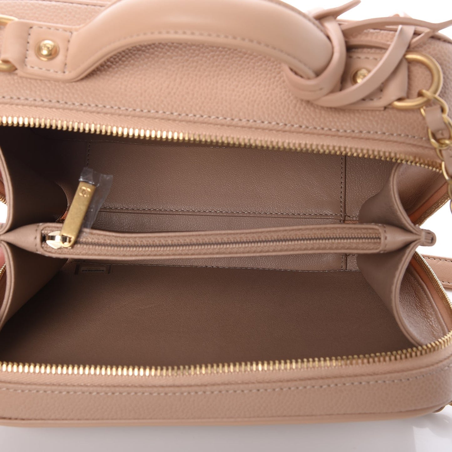 Caviar Quilted Medium CC Filigree Vanity Case Beige