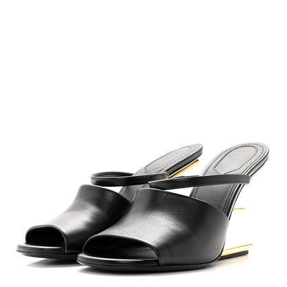 Fendi Calfskin Fendi First 95mm Slide Sandals 38 Black 3 of 13