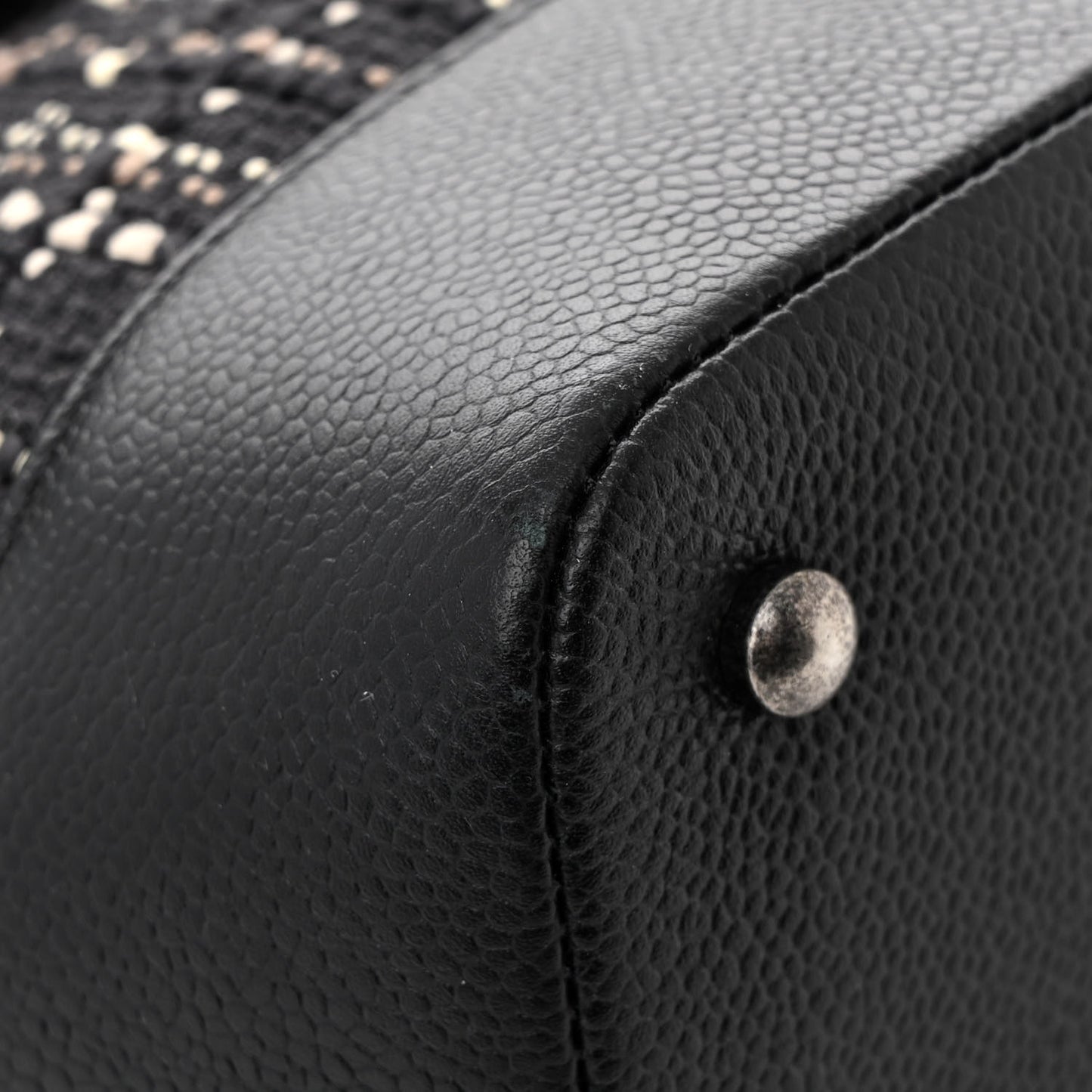 Tweed Trip Top Handle Flap Black Beige