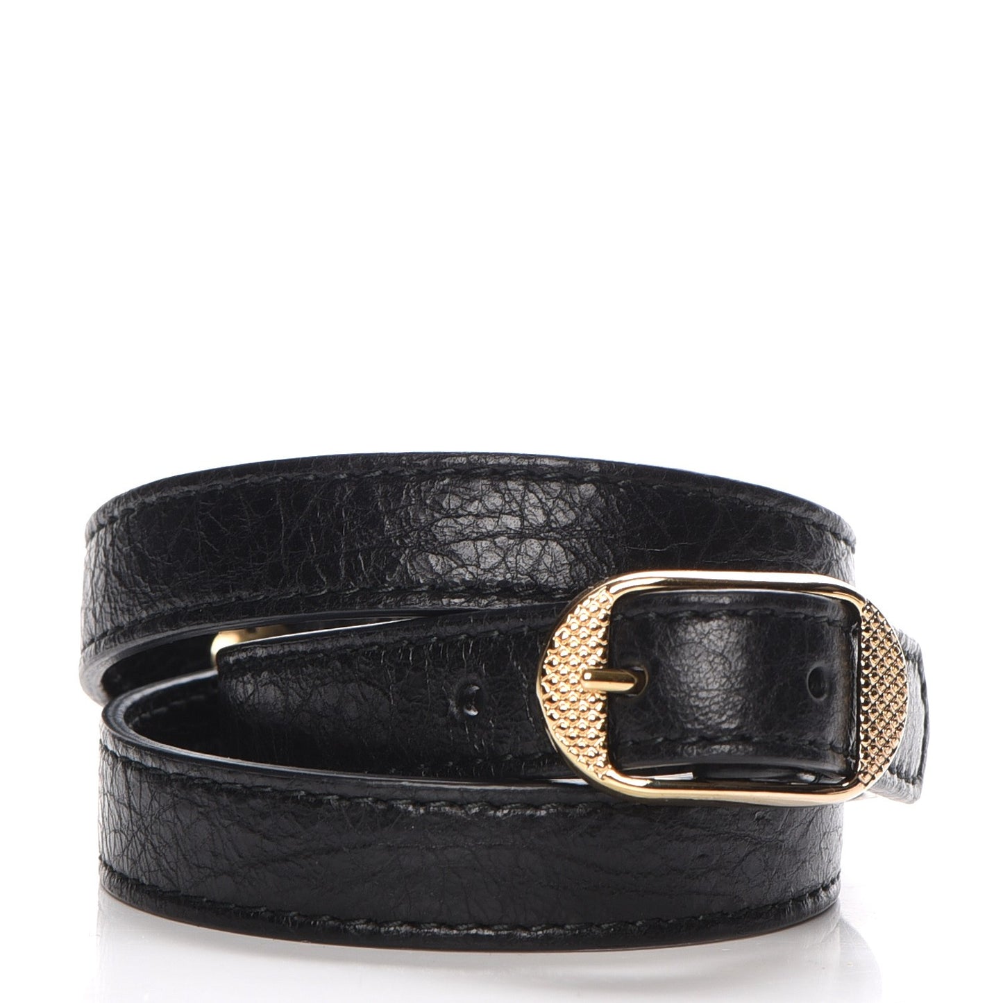 Agneau Arena Classic Hardware Triple Tour Giant Gold M Bracelet Black