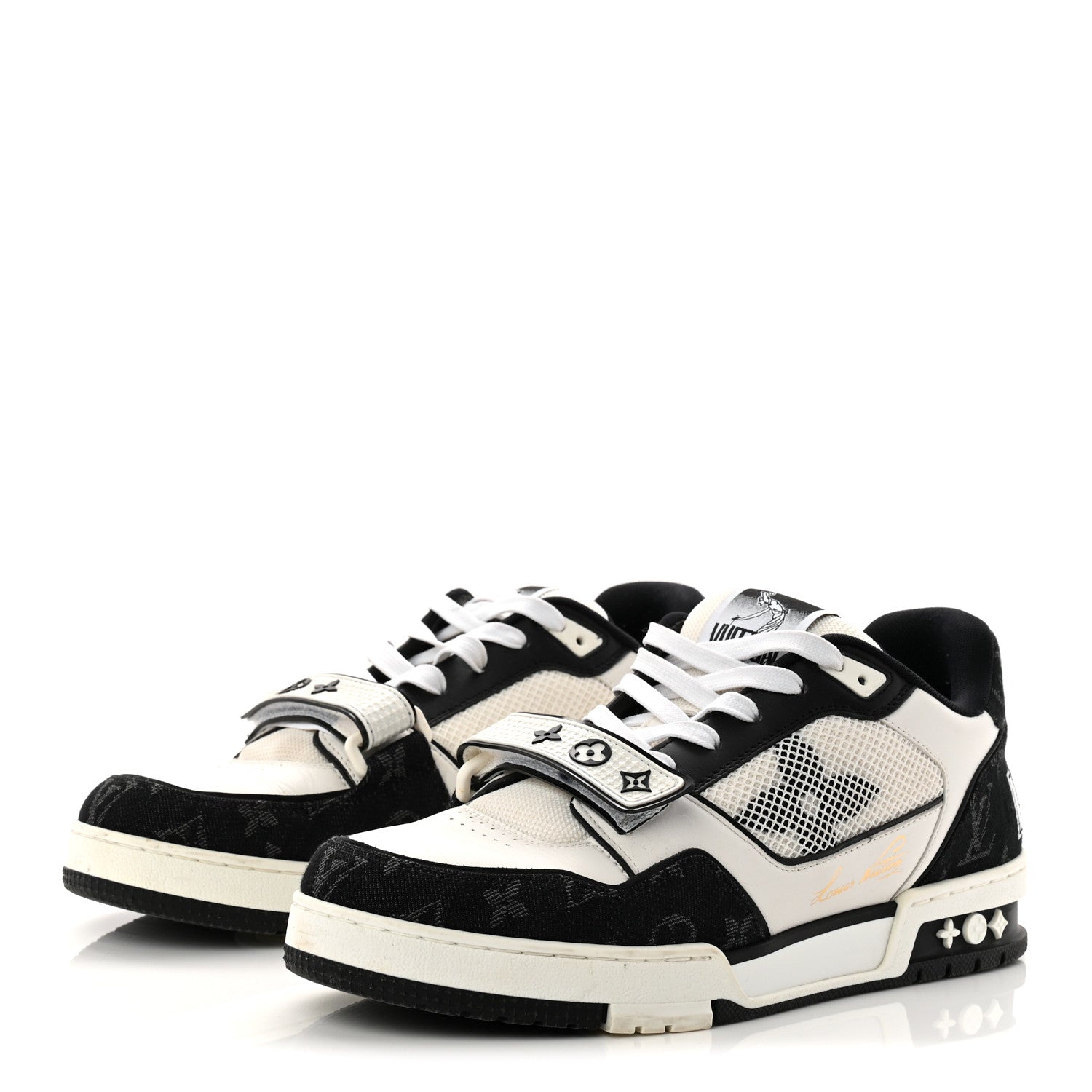 Louis Vuitton Denim Mens LV Calfskin Mesh Skate Sneaker 8 Black 3 of 9