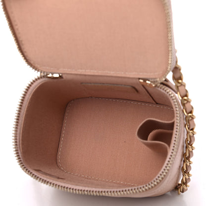 Chanel Lambskin Quilted Top Handle Mini Vanity Case With Chain Beige 4 of 4
