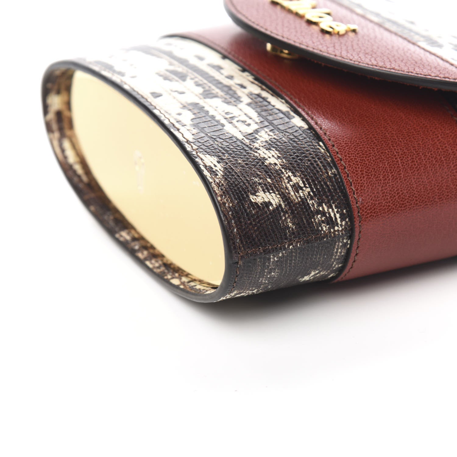 Chloe Calfskin Lizard Embossed Small Aby Lock Sepia Brown 7 of 8