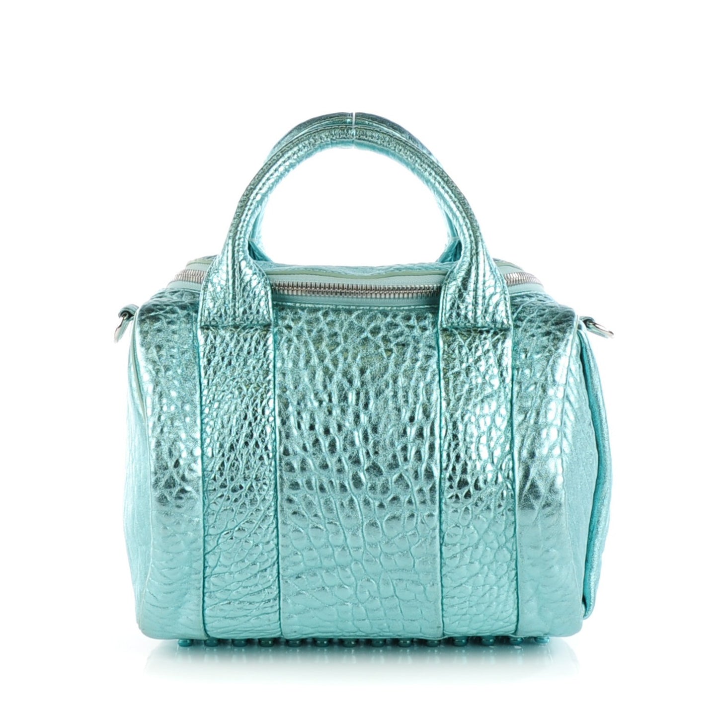 Metallic Pebbled Lambskin Rocco Green Zinc Hardware