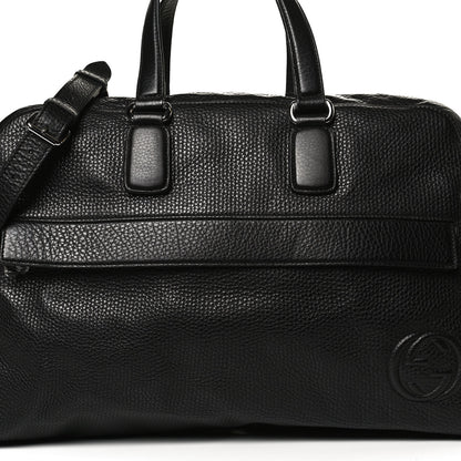 Gucci Pebbled Calfskin Soho Carry On Duffle Black 9 of 15