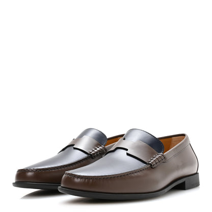 Hermes Calfskin Mens Duke Loafer 42 Marron Ebene Marine 4 of 9