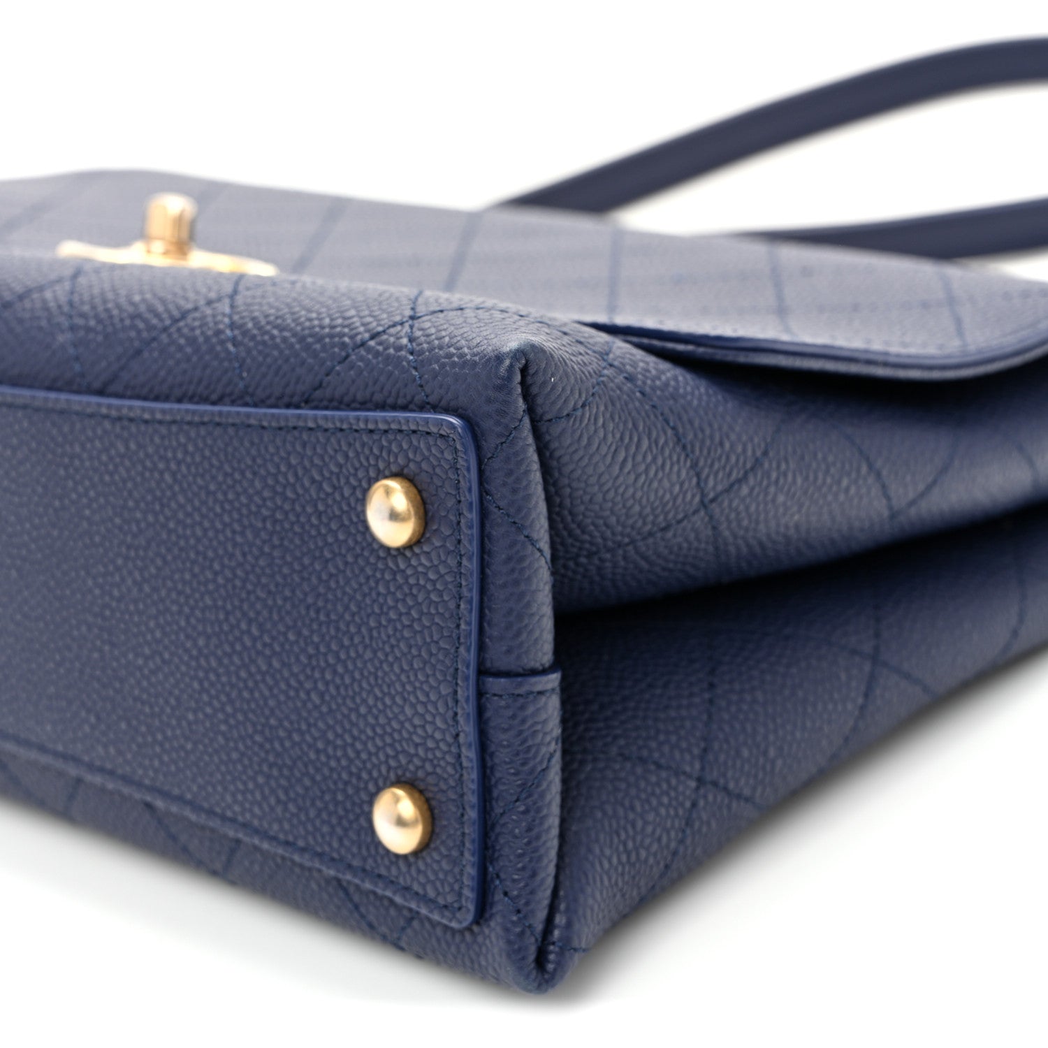 Chanel Caviar Diamond Stitched Top Handle Flap Navy 10 of 10