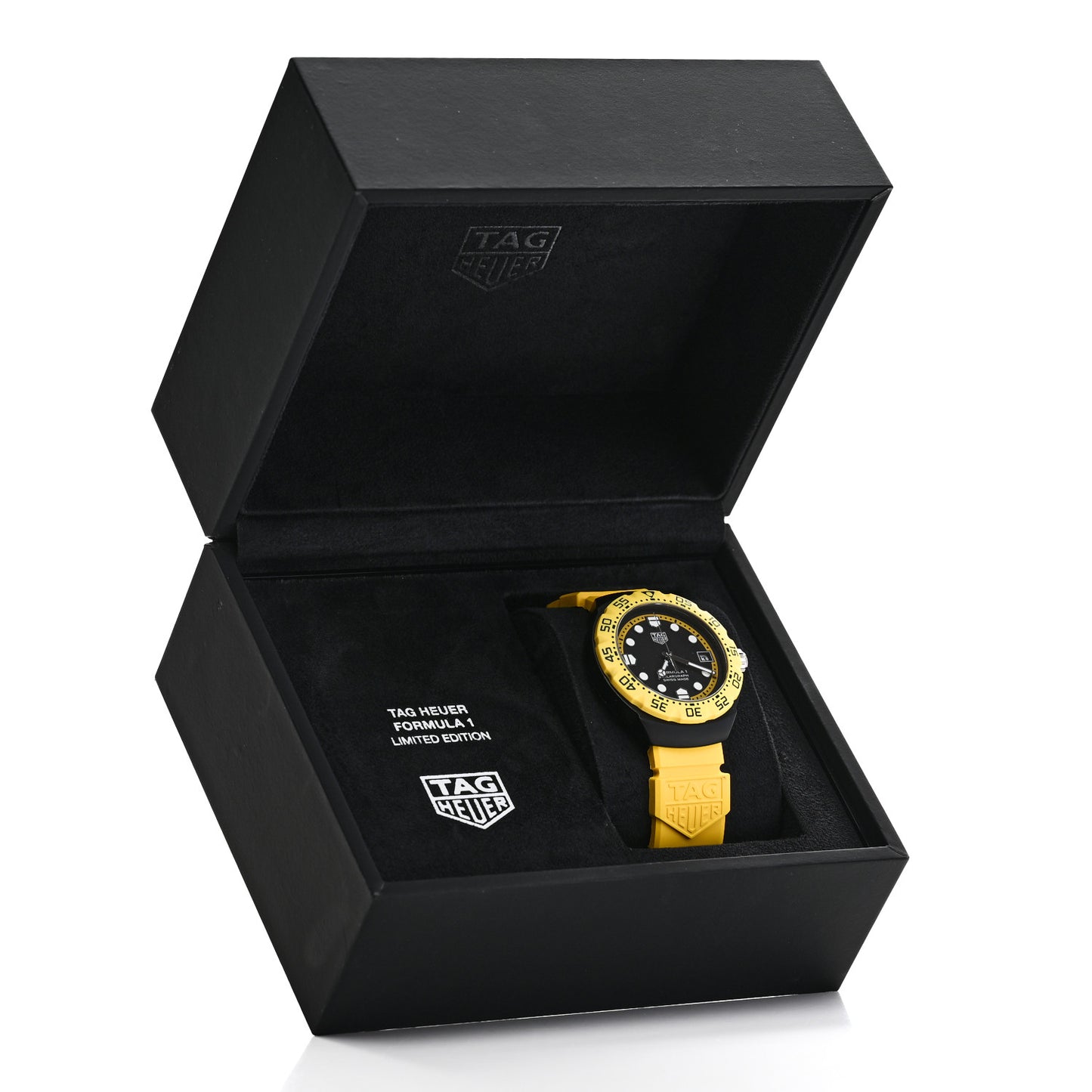 DLC Stainless Steel Rubber 38mm Formula 1 Solargraph Quartz Watch Black Yellow WBY1117