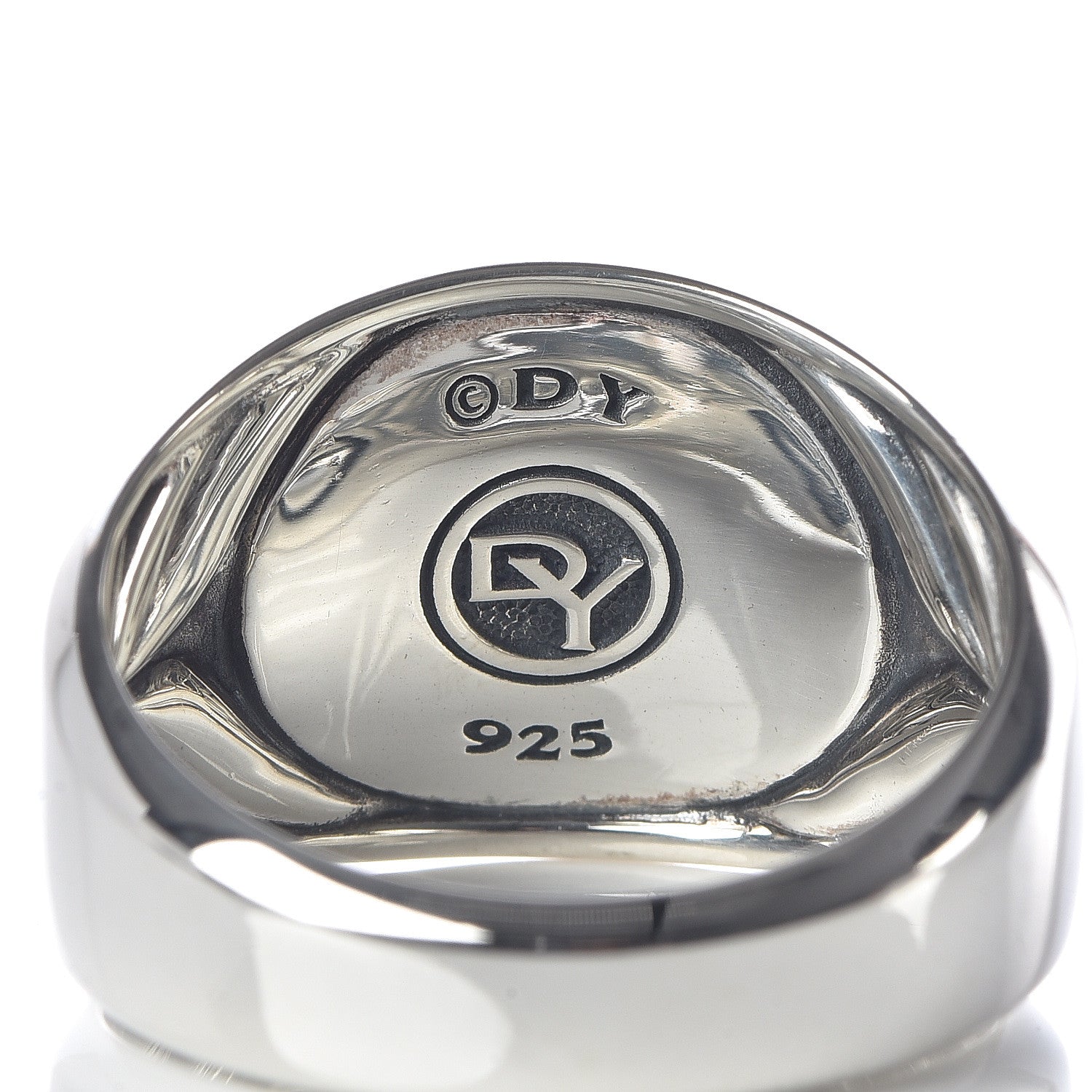 David Yurman Sterling Silver Diamond Mens 12mm Signet Ring 60 9 5 of 6