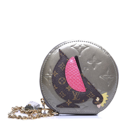 Louis Vuitton Vernis Animania Coq Rooster Round Coin Purse Gris Art Deco 1 of 7