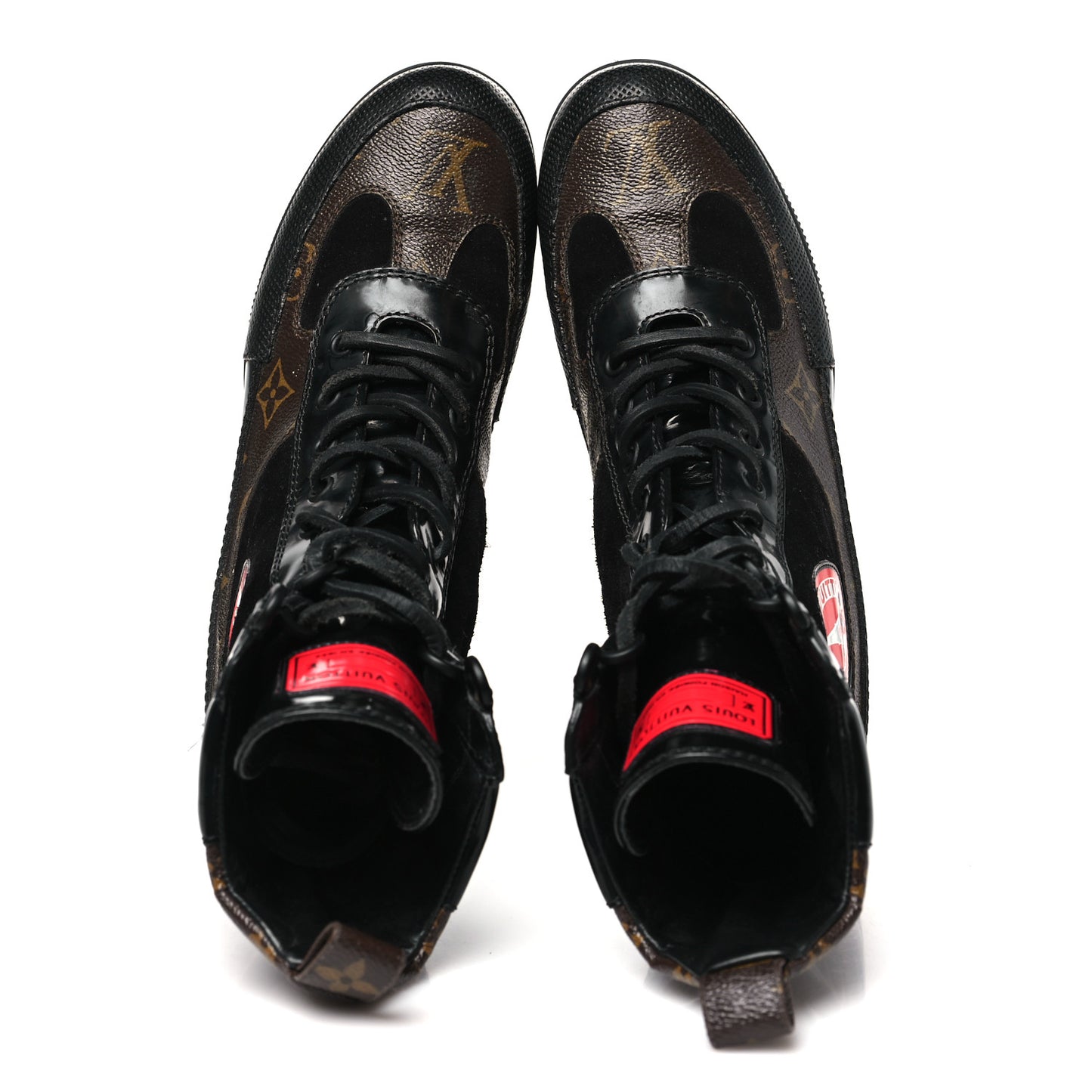 Suede Calfskin Monogram World Tour Platform Desert Boots 38 Black