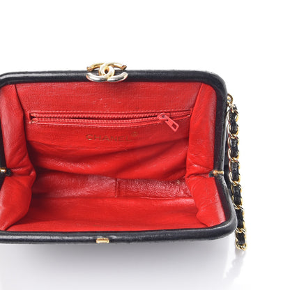 Chanel Satin Quilted Tassel Frame Crossbody Black 5 of 11