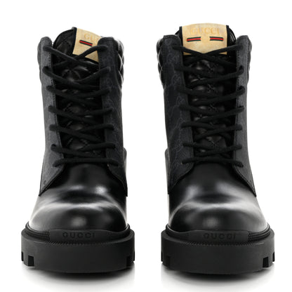 Gucci Apollo Calfskin GG Supreme Nappa Samoa Quilted Lace Up Ankle Boots 39 Black 2 of 9
