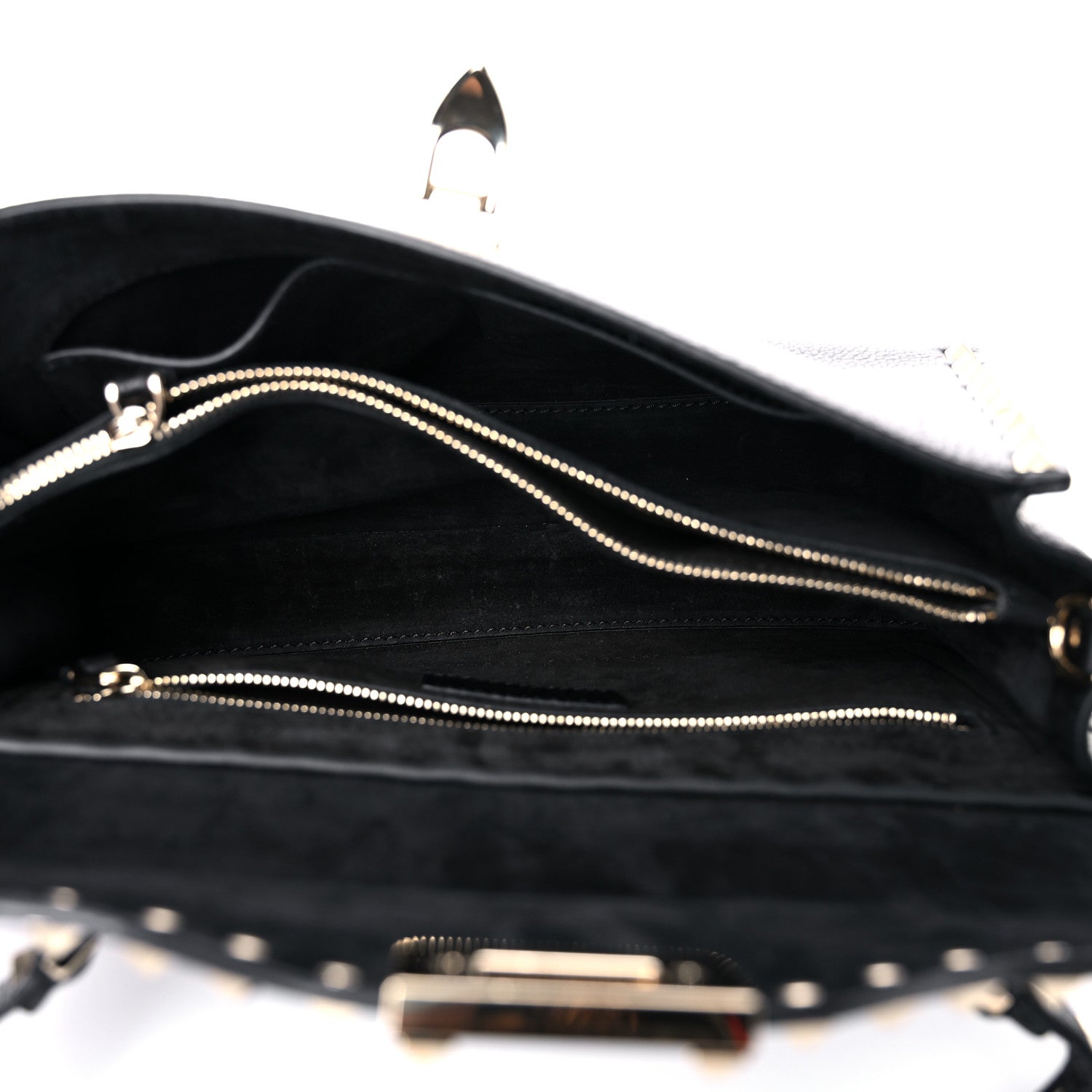 Valentino Garavani Pebbled Calfskin Small Rockstud Single Handle Flap Bag Black 5 of 15
