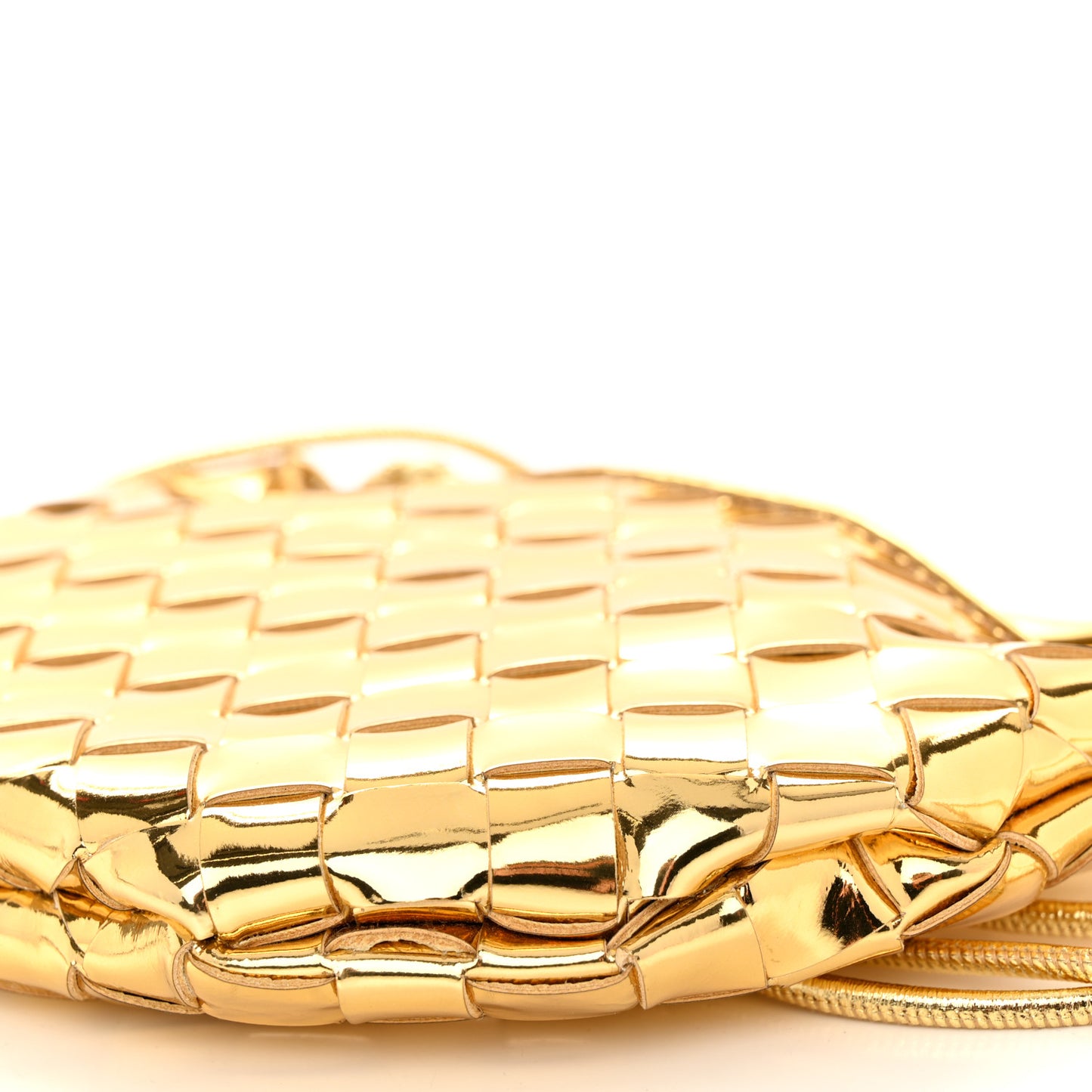 Mirror Laminated Nappa Intrecciato Mini Sardine Bag Gold
