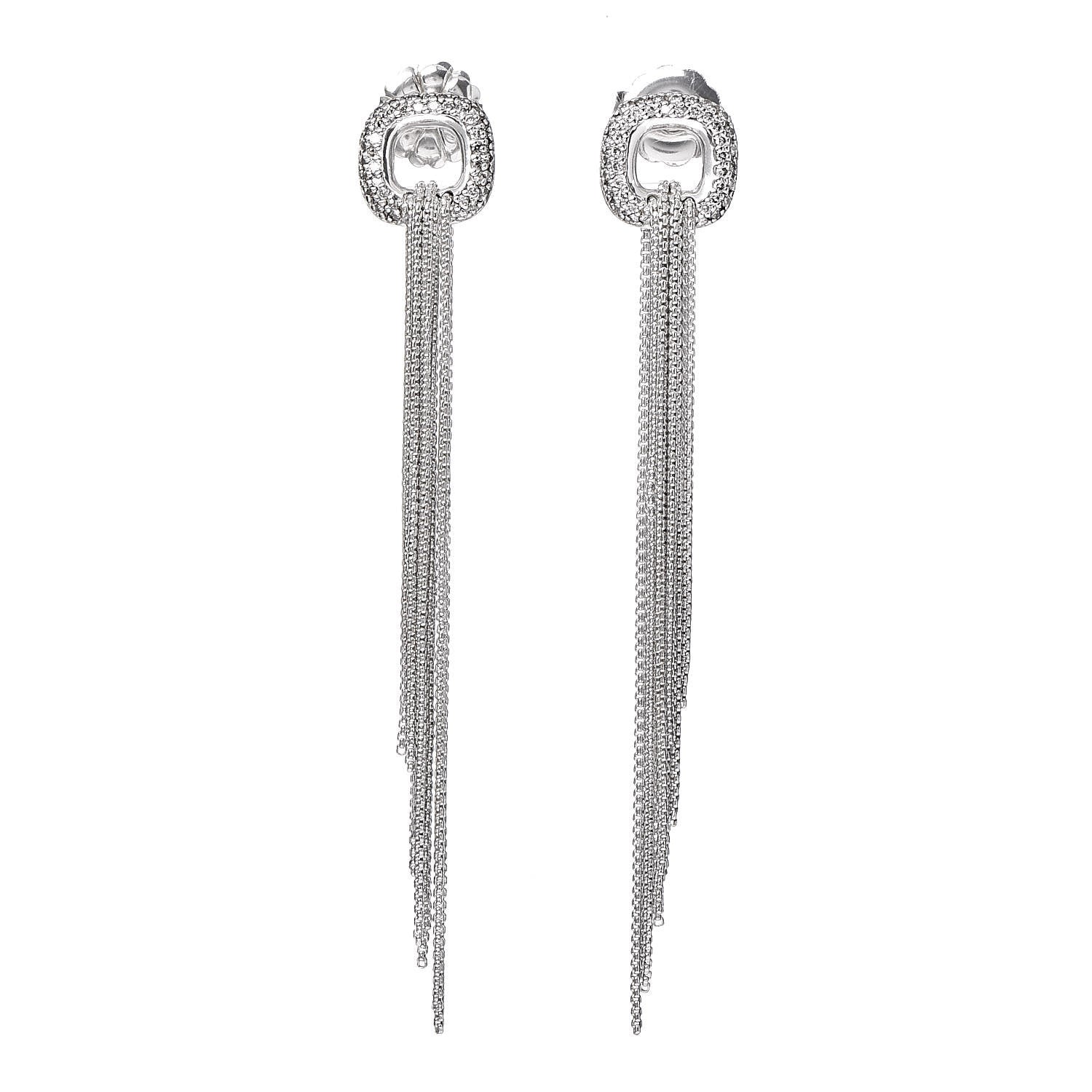 David Yurman Sterling Silver Pave Diamond Waterfall Drop Earrings 1 of 4