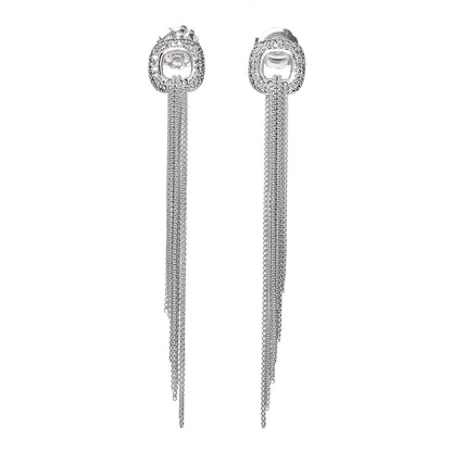 David Yurman Sterling Silver Pave Diamond Waterfall Drop Earrings 1 of 4