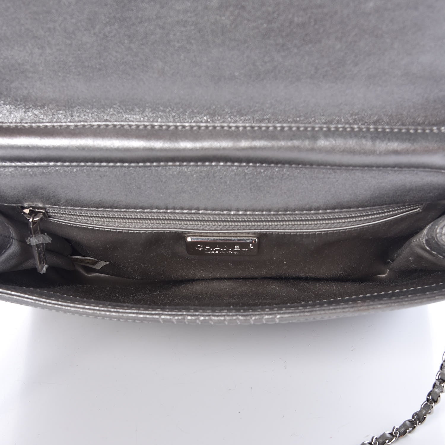 Chanel Metallic Lambskin Quilted Clutch With Chain Flap Silver 7 of 7