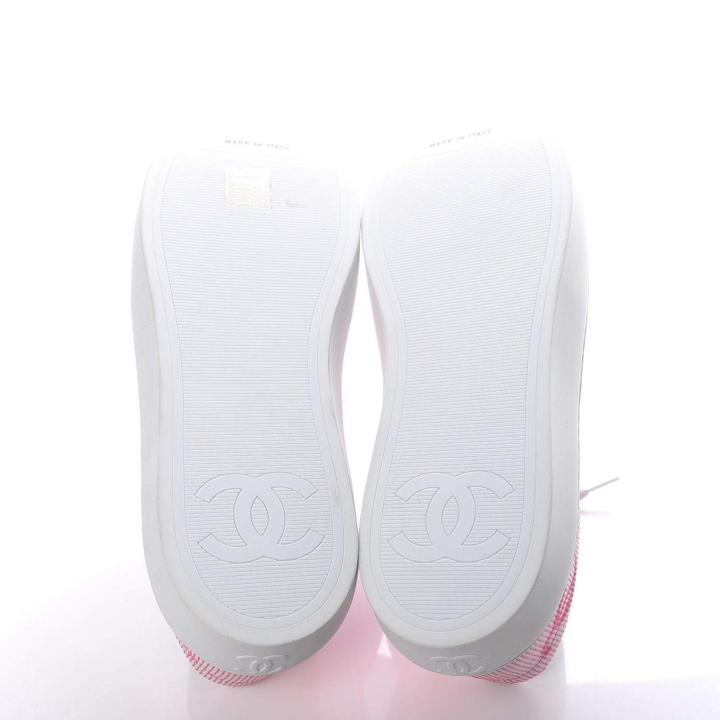 Embroidered Calfskin Womens CC Sneakers 41 White Fluo Pink