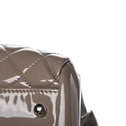 Chanel Patent Quilted Maxi Just Mademoiselle Bowling Bag Grey 10 of 15