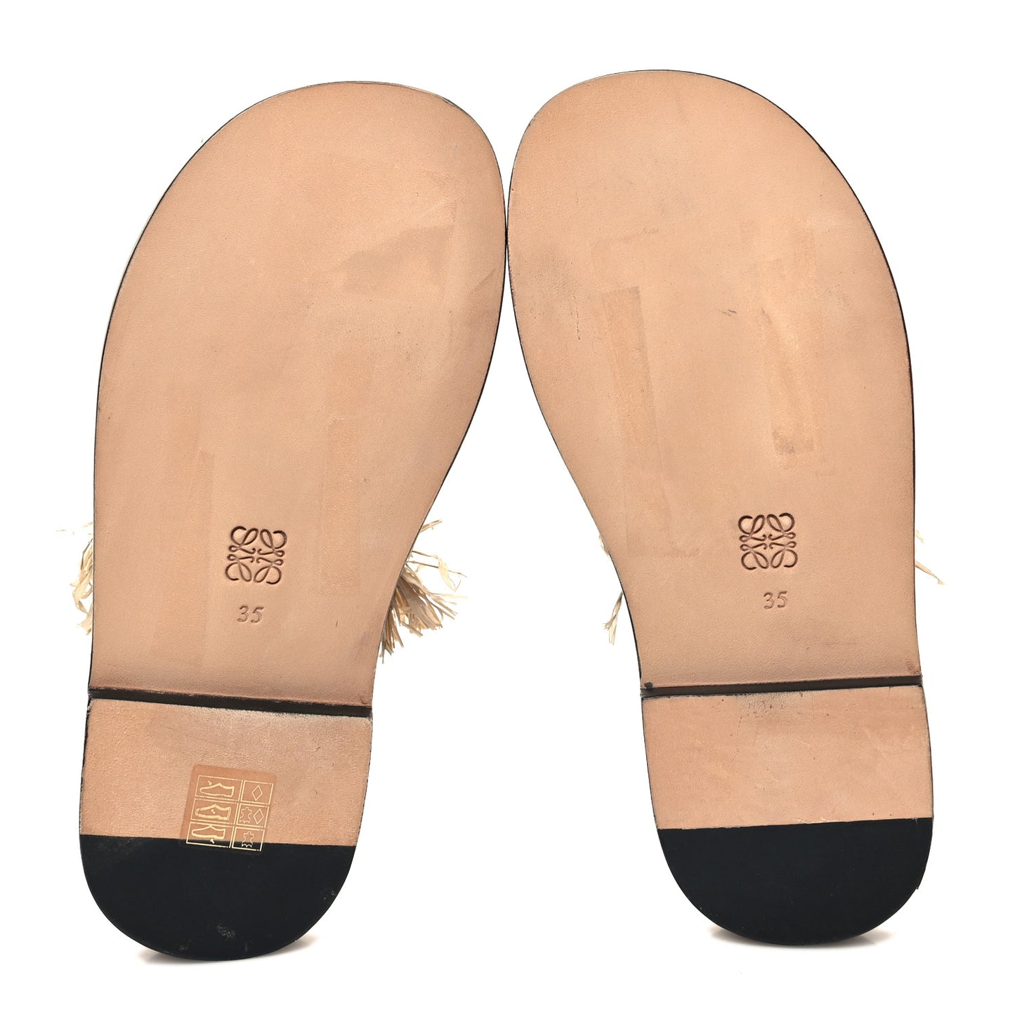 Raffia Fringe Mule Sandals 35 Beige