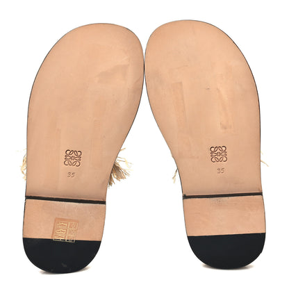 Loewe Raffia Fringe Mule Sandals 35 Beige 5 of 8