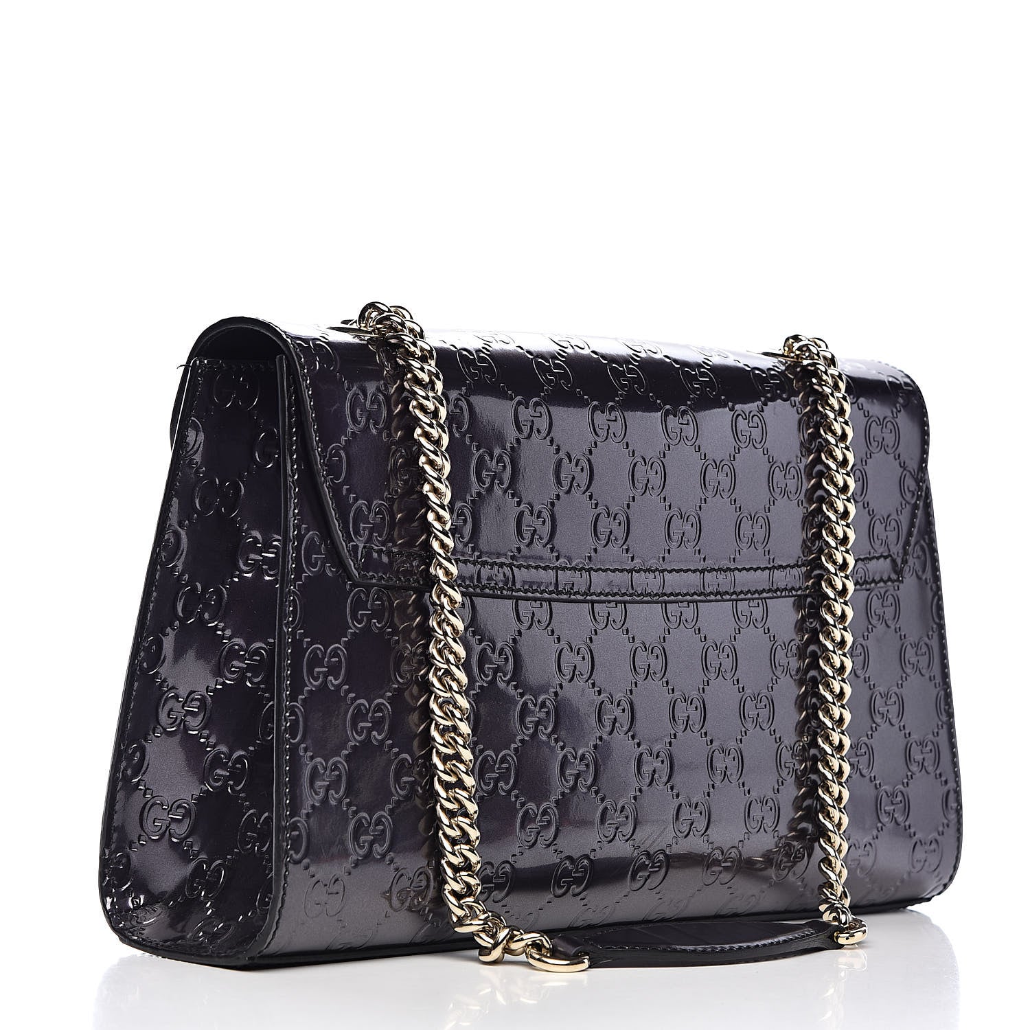Gucci Shine Guccissima Medium Emily Chain Shoulder Bag Melanzana 3 of 12