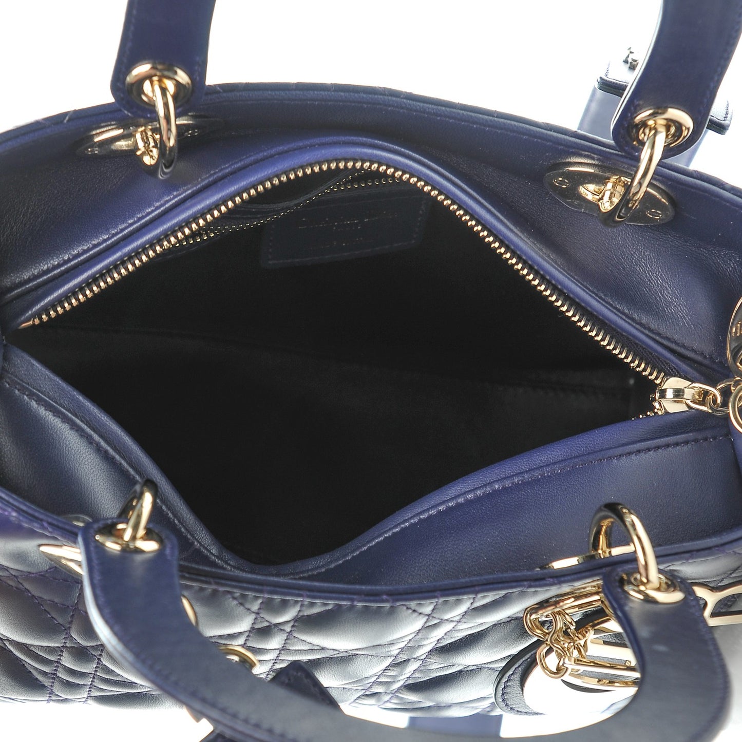 Lambskin Cannage Medium Lady Dior Crystal Strap Blue