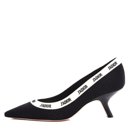 Christian Dior Technical Canvas Ribbon Embroidered J'Adior 65mm Pumps 36.5 Black 1 of 11