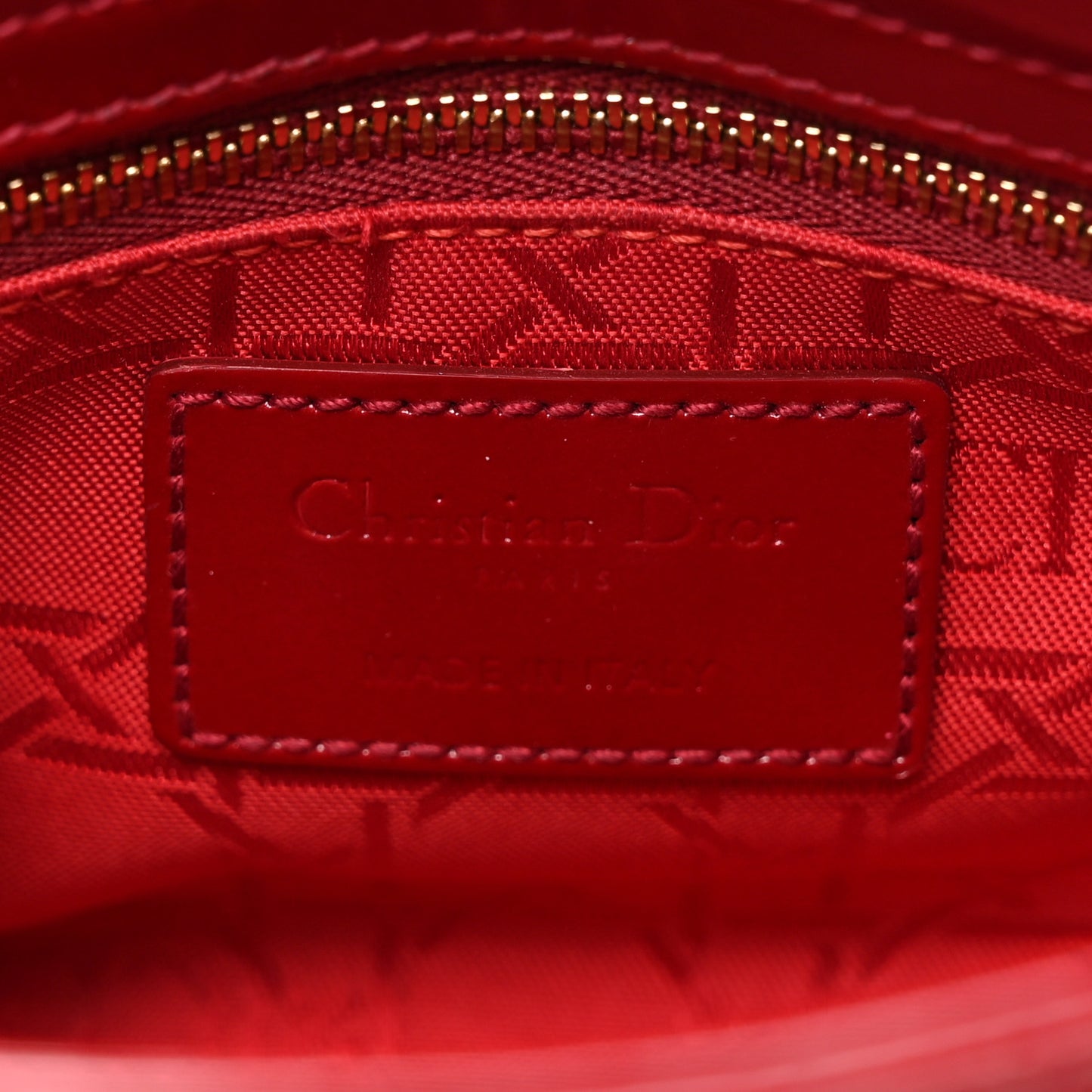 Patent Cannage Mini Lady Dior Red