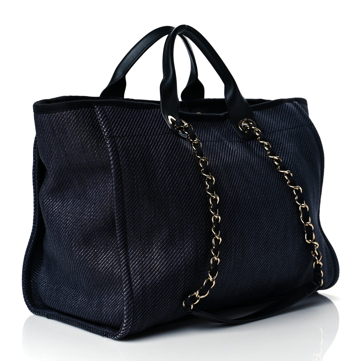 Mixed Fibers Calfskin Medium Deauville Tote Blue