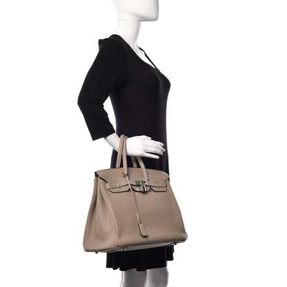 Hermes Taurillon Clemence Birkin 35 Gris Tourterelle 2 of 32
