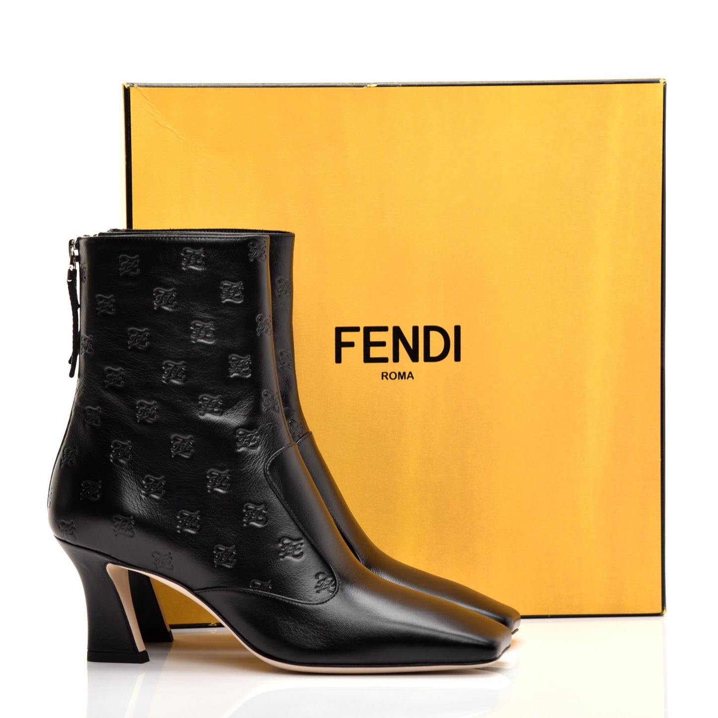 Vitello Karligraphy Embossed FFreedom Ankle Boots 37 Black