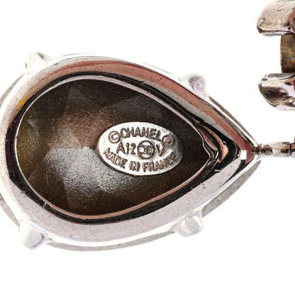 Chanel Crystal CC Tear Drop Earrings Silver 3 of 4
