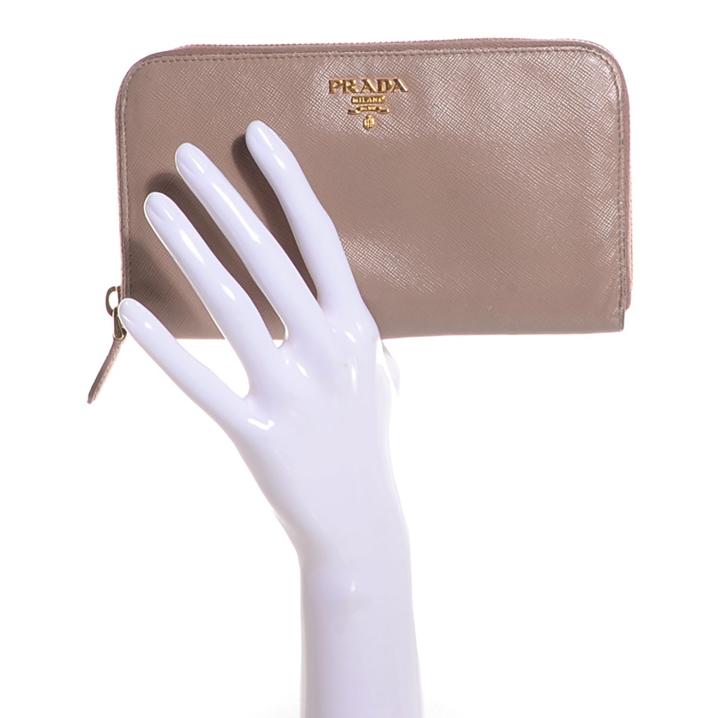 Saffiano Metal Zip Around Wallet Cammeo