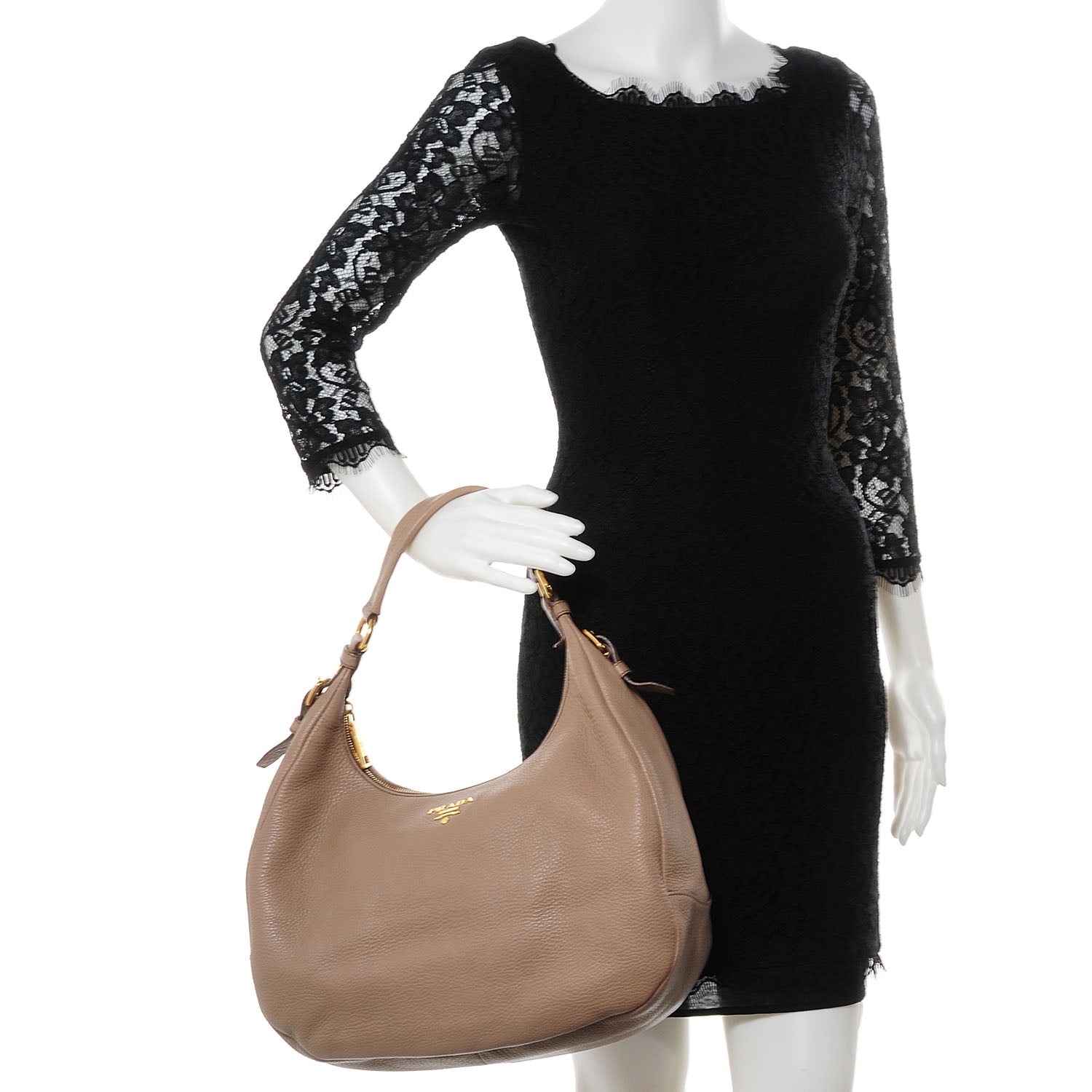 Prada Vitello Daino Hobo Visone 2 of 9