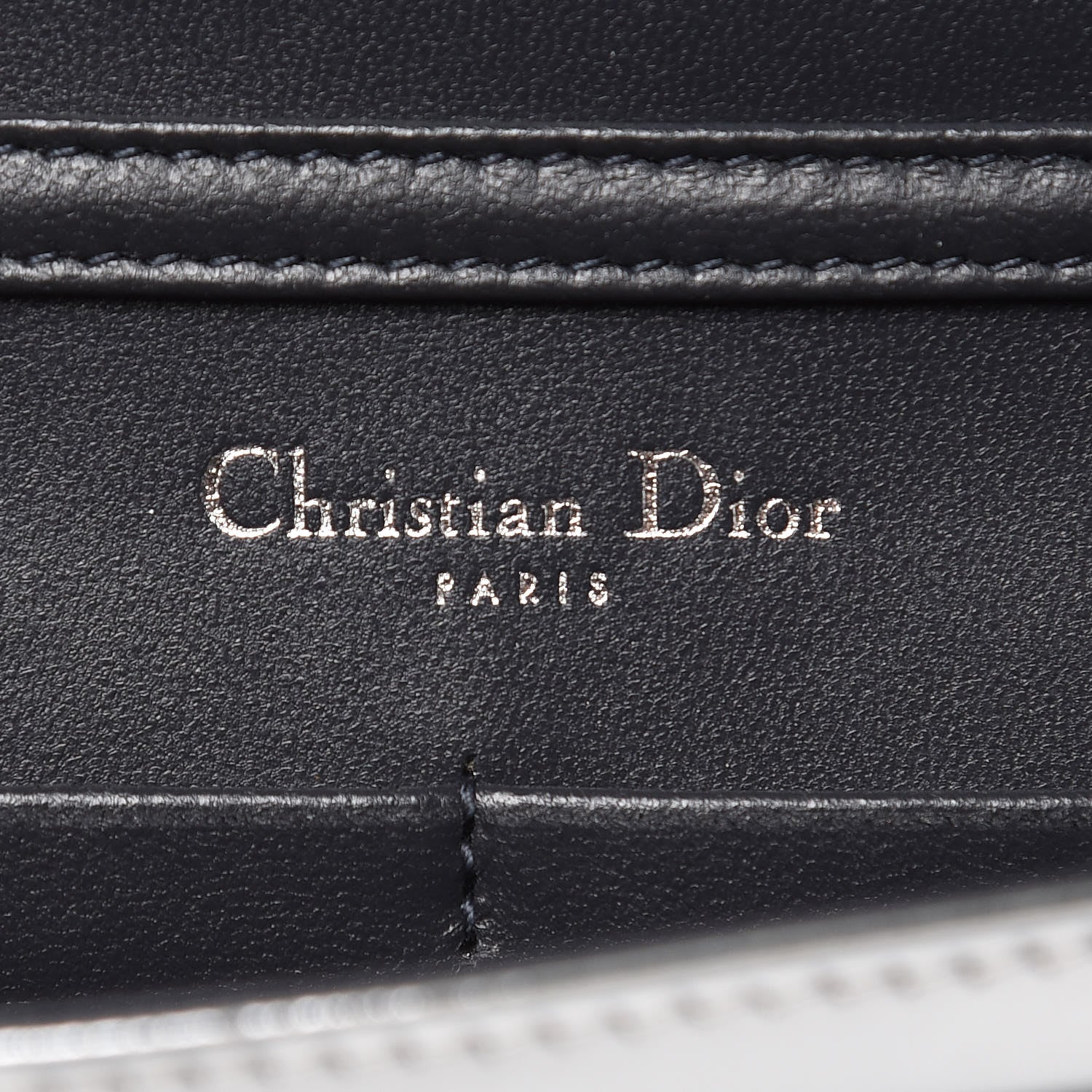 Christian Dior Metallic Patent Micro-Cannage Diorama Wallet on Chain Pouch Silver 5 of 10